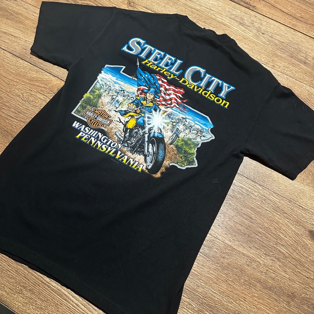 Vintage Harley-Davidson Black Steel City T-Shirt Men Size M